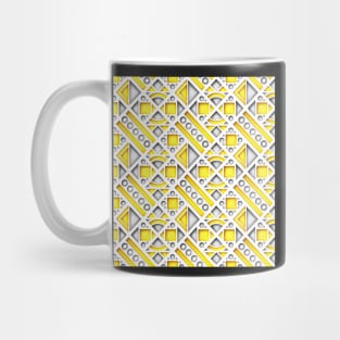 Yellow and Gray 3d Geometric Pattern Mug